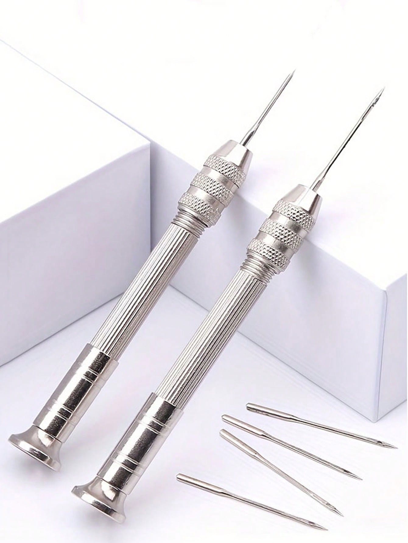5pcs Multi-Function Leather Sewing Awl Set With Replaceable Punch Sewing Needles, DIY Leather Crafting Practical Tool Kit; Leather Sewing Awl Set Multi-Function Steel DIY Needles With Replaceable Tips