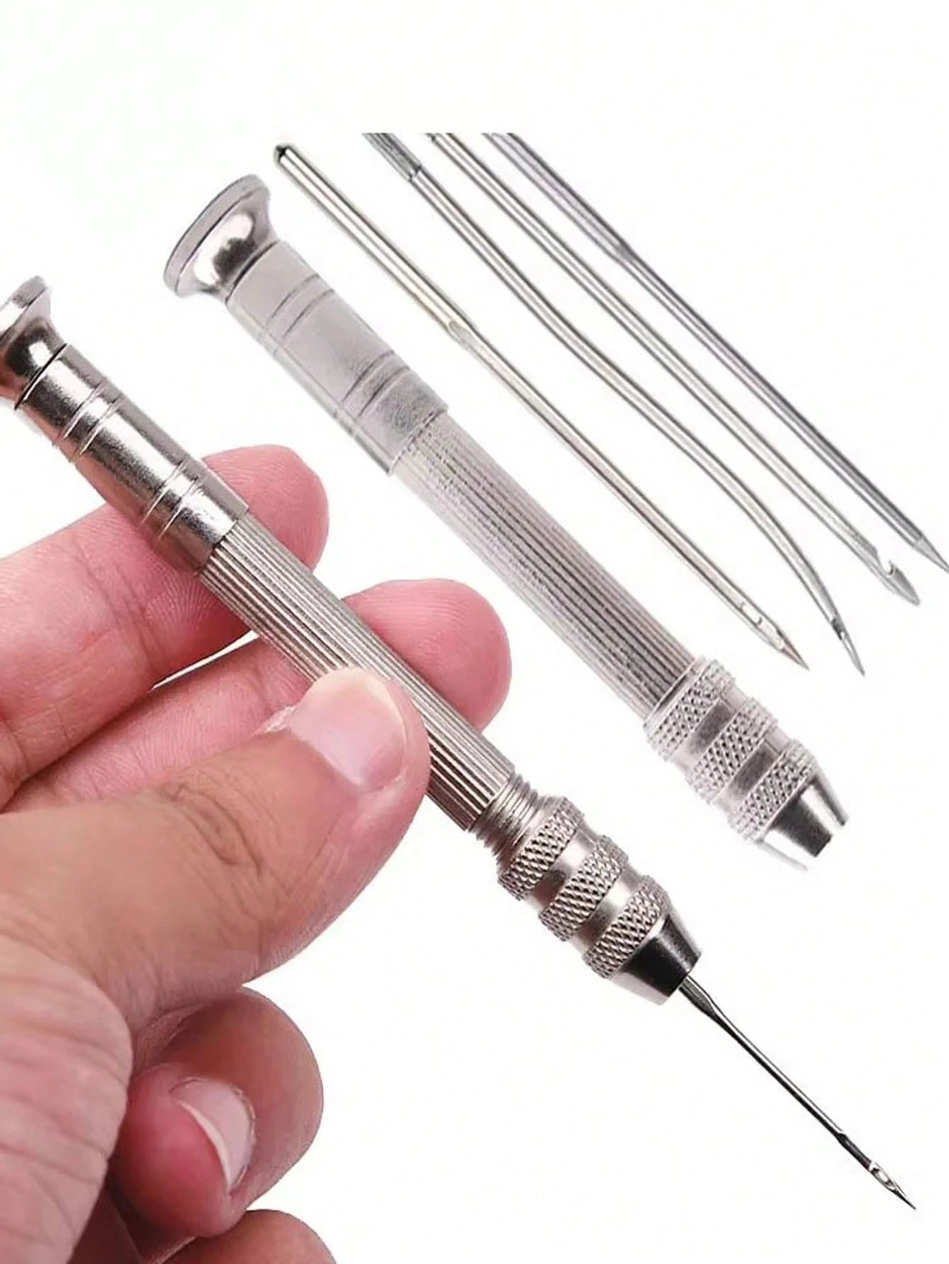 5pcs Multi-Function Leather Sewing Awl Set With Replaceable Punch Sewing Needles, DIY Leather Crafting Practical Tool Kit; Leather Sewing Awl Set Multi-Function Steel DIY Needles With Replaceable Tips