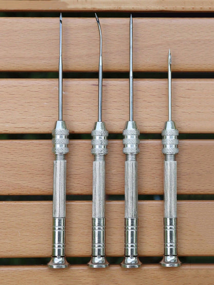 5pcs Multi-Function Leather Sewing Awl Set With Replaceable Punch Sewing Needles, DIY Leather Crafting Practical Tool Kit; Leather Sewing Awl Set Multi-Function Steel DIY Needles With Replaceable Tips