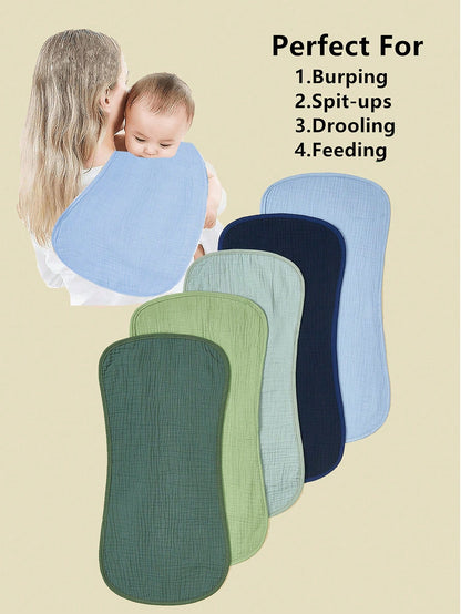 5pcs/Pack Cotton Muslin Baby Bibs For Boys & Girls, Soft Burp Cloths With Flower, Whale Prints