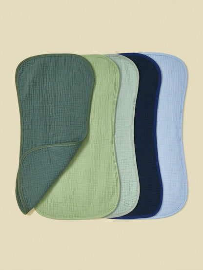 5pcs/Pack Cotton Muslin Baby Bibs For Boys & Girls, Soft Burp Cloths With Flower, Whale Prints