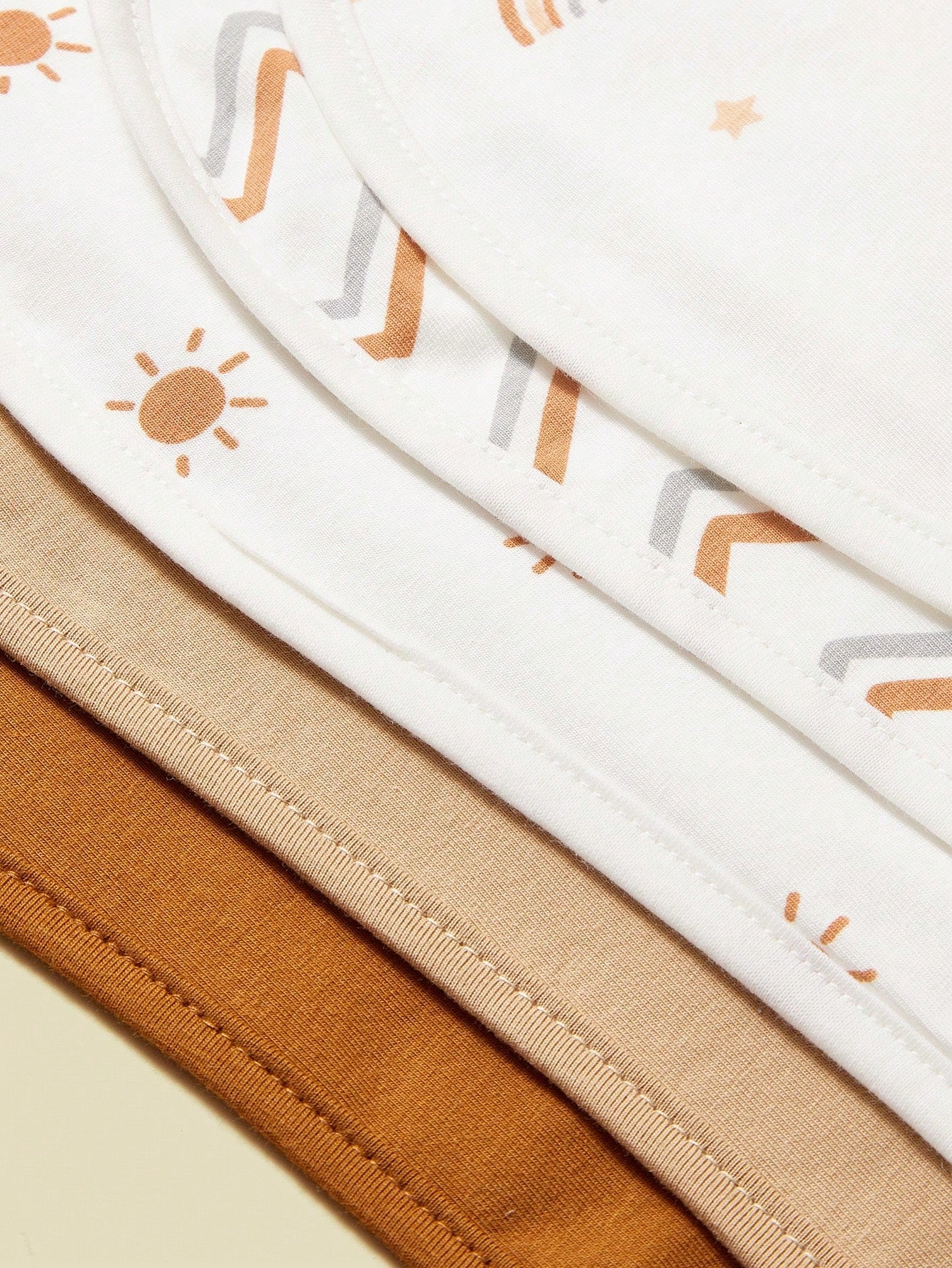 5pcs/Pack Soft & Breathable Baby Bibs With Sun, Rainbow, Cloud Embroidered Design, Multi-Purpose Burp Cloth