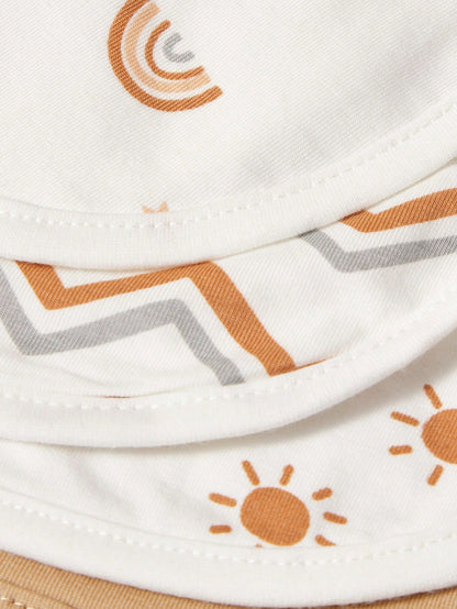 5pcs/Pack Soft & Breathable Baby Bibs With Sun, Rainbow, Cloud Embroidered Design, Multi-Purpose Burp Cloth