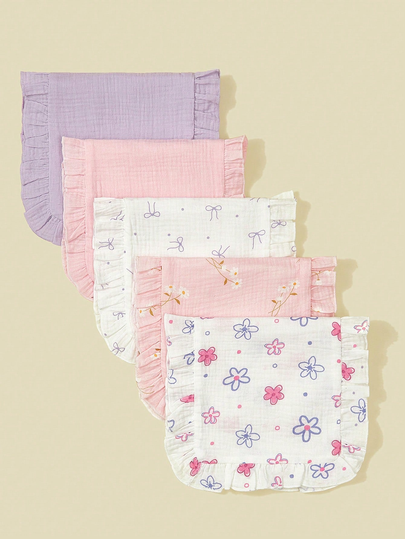 5pcs/Pack Soft & Comfortable Cotton Baby Bibs, Burp Cloths