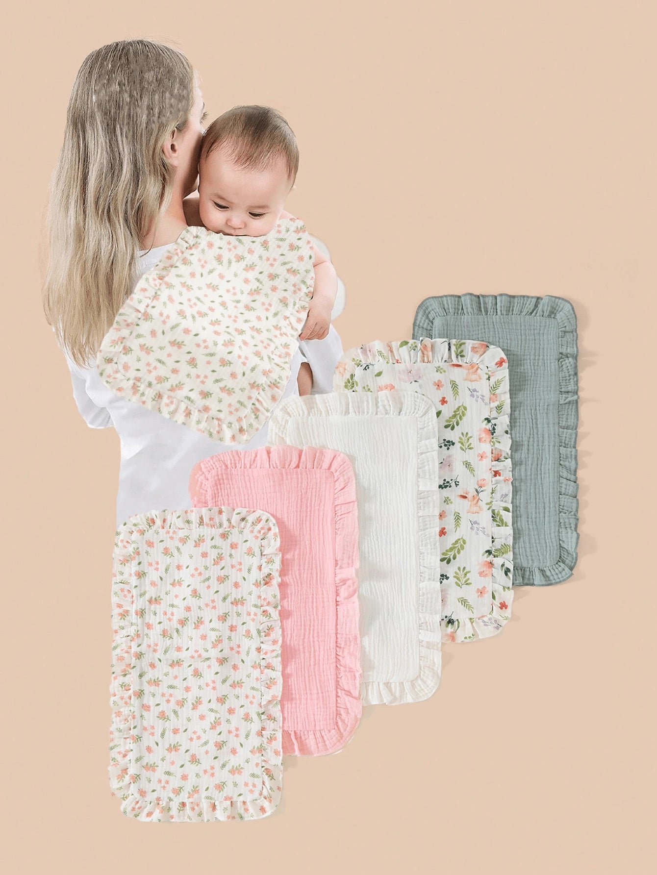 5pcs/Pack Soft & Comfortable Cotton Baby Bibs, Burp Cloths