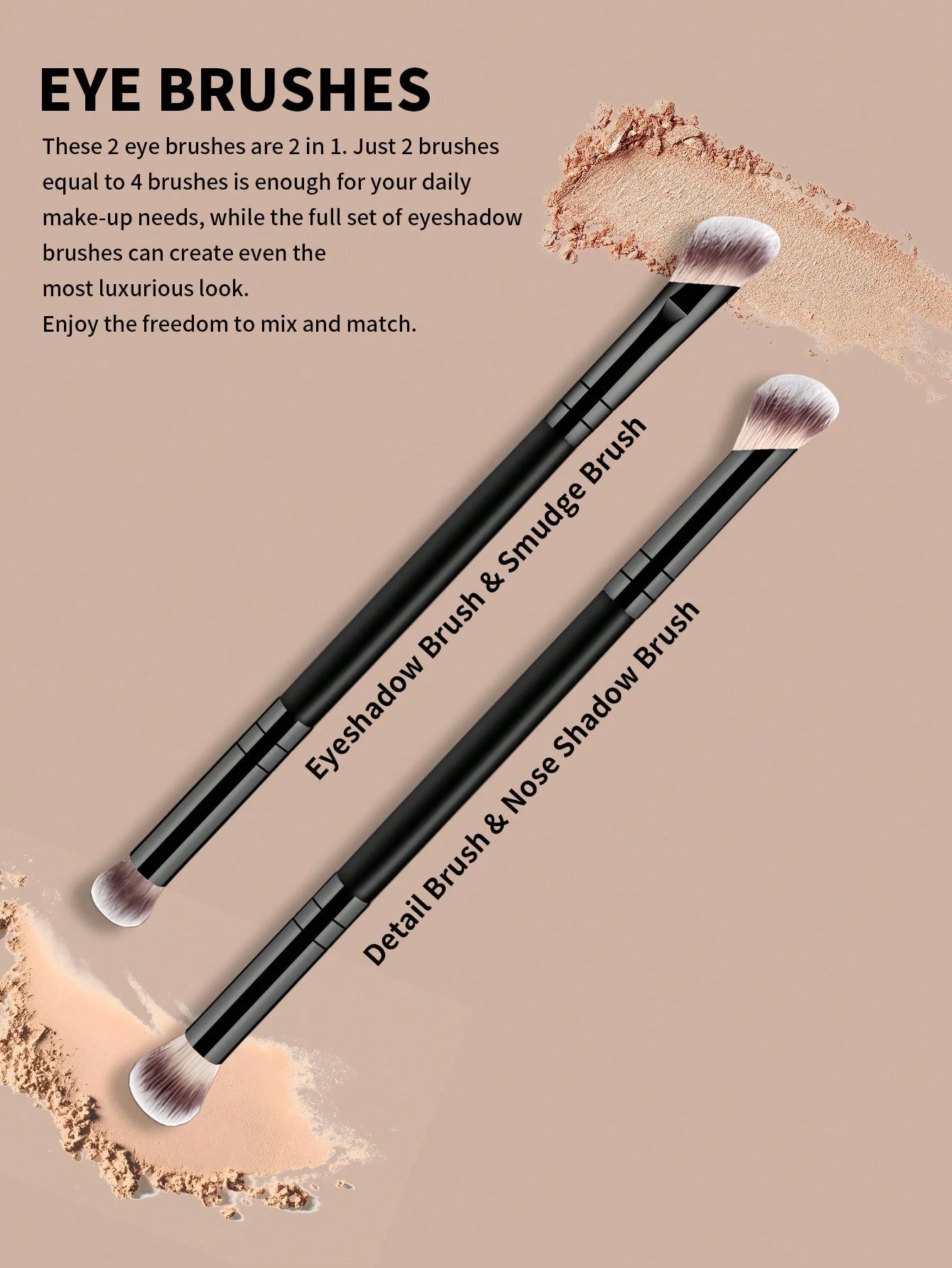 5pcs Professional Makeup Brush Set, Portable Travel Makeup Brushes, Double-Ended Multi-Function Makeup Tools Kit Including Foundation Brush, Powder Brush, Blush Brush, Concealer Brush, Contour Brush