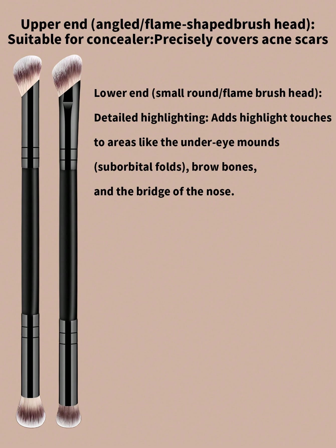 5pcs Professional Makeup Brush Set, Portable Travel Makeup Brushes, Double-Ended Multi-Function Makeup Tools Kit Including Foundation Brush, Powder Brush, Blush Brush, Concealer Brush, Contour Brush
