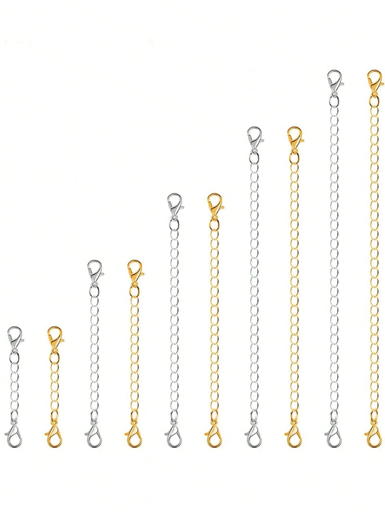 5pcs/Set Adjustable Chain, 5 Lengths, DIY Jewelry Making Accessories For Bracelet, Necklace, Unisex