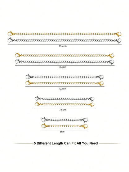 5pcs/Set Adjustable Chain, 5 Lengths, DIY Jewelry Making Accessories For Bracelet, Necklace, Unisex