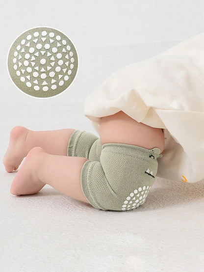 5pcs/Set Baby Crawling Anti-Slip Kneepads, Knitted Toddler Knee Pads With Dinosaur & Elephant Designs For Infant Crawling & Walking