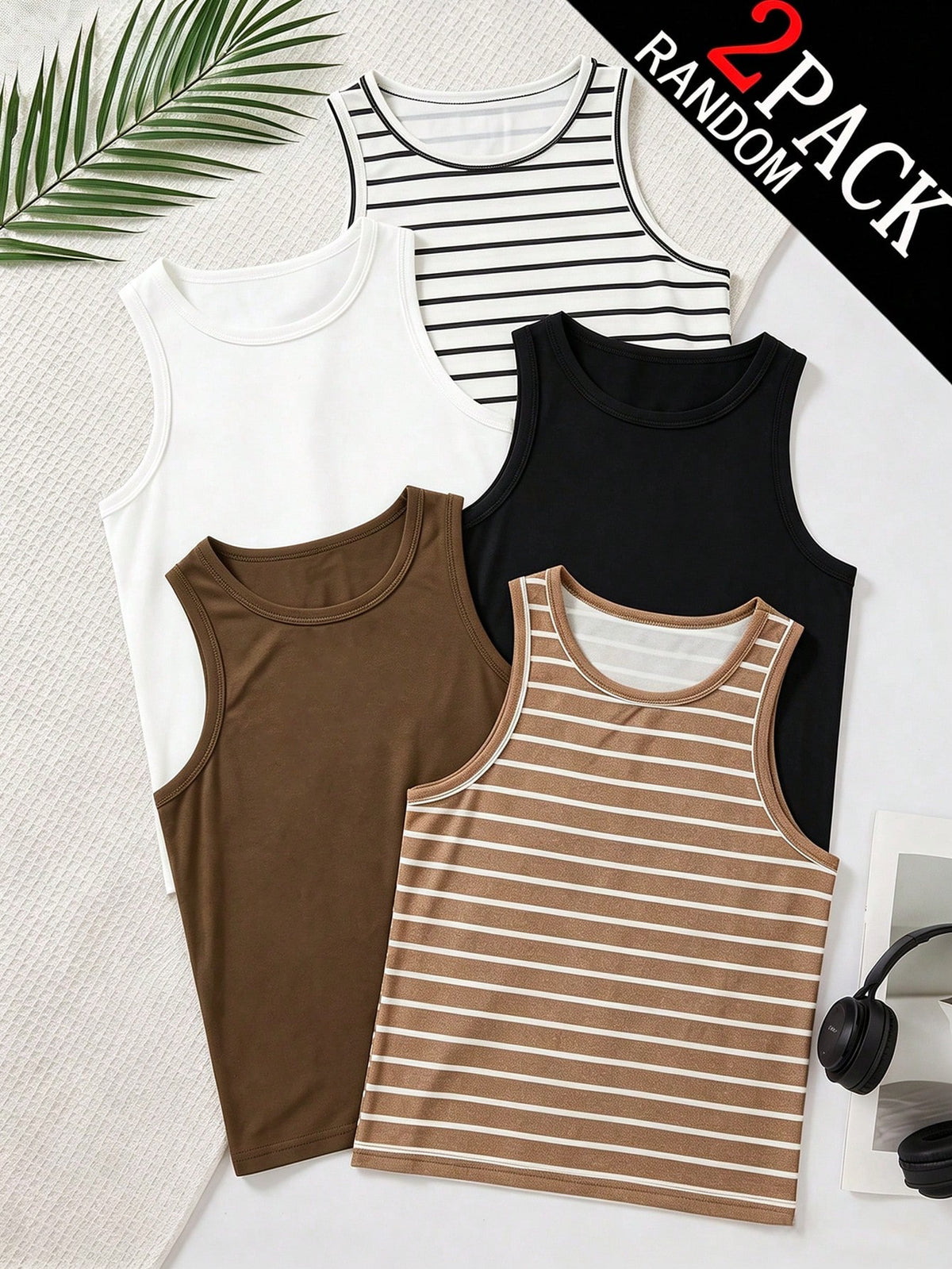 5pcs/Set Boys Elegant Solid Color Sleeveless Vest Underwear Set, Comfortable Casual Style