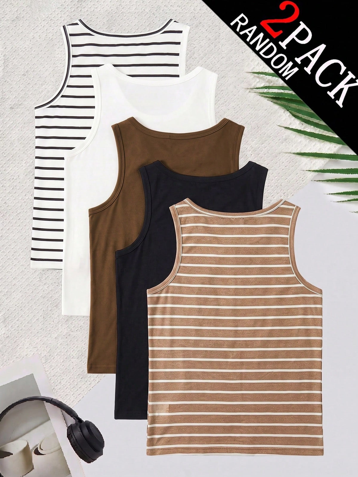 5pcs/Set Boys Elegant Solid Color Sleeveless Vest Underwear Set, Comfortable Casual Style