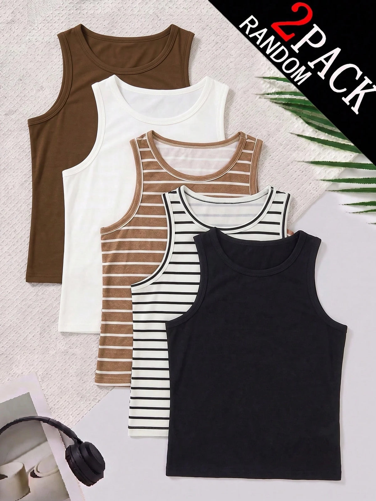 5pcs/Set Boys Elegant Solid Color Sleeveless Vest Underwear Set, Comfortable Casual Style