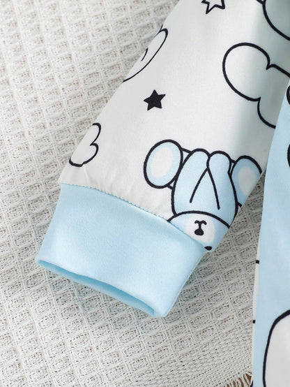 5pcs/Set English Cloud Bear Baby Newborn Crawling Rompers