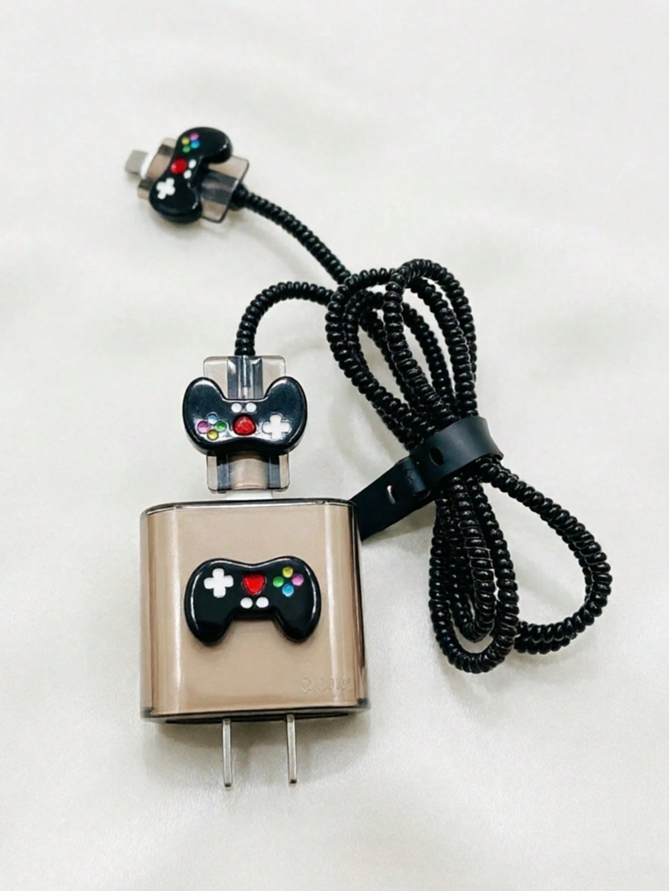 5pcs/Set Game Controller Pattern 1.5m Cable Protector, 18/20W Fast Charging Head Protector, Data Cable Protector, Friend Gift