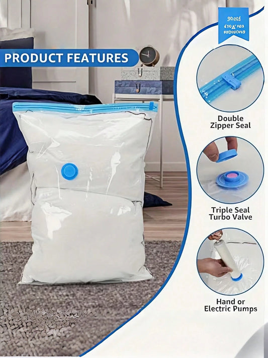 5Pcs Storage Bags, Vacuum Compression Storage Bags, Clothing And Bedding Organizing Bags, Household Essentials, Bags Dedicated For Clothes And Luggage, Storage Bags, Suitable For Travel, Tourism, Movi