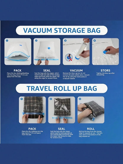 5Pcs Storage Bags, Vacuum Compression Storage Bags, Clothing And Bedding Organizing Bags, Household Essentials, Bags Dedicated For Clothes And Luggage, Storage Bags, Suitable For Travel, Tourism, Movi