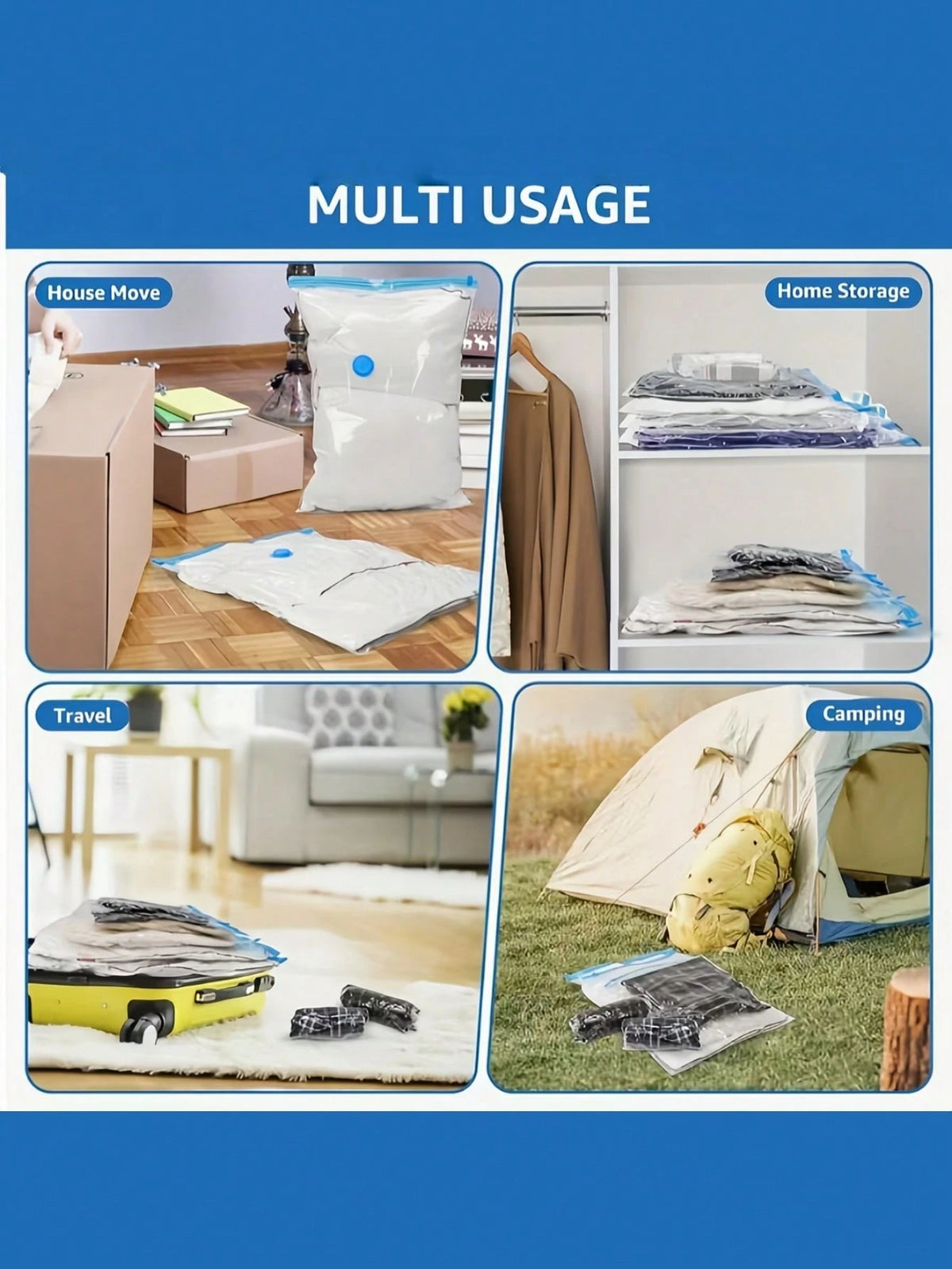 5Pcs Storage Bags, Vacuum Compression Storage Bags, Clothing And Bedding Organizing Bags, Household Essentials, Bags Dedicated For Clothes And Luggage, Storage Bags, Suitable For Travel, Tourism, Movi