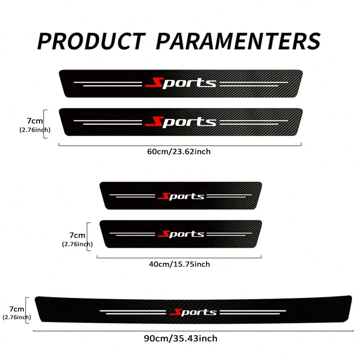 5pcs Universal Car Door Sill Protector Stickers, Carbon Fiber Texture, Self-Adhesive, Anti-Scratch, Matte Surface, Fit For All Sports Car Models