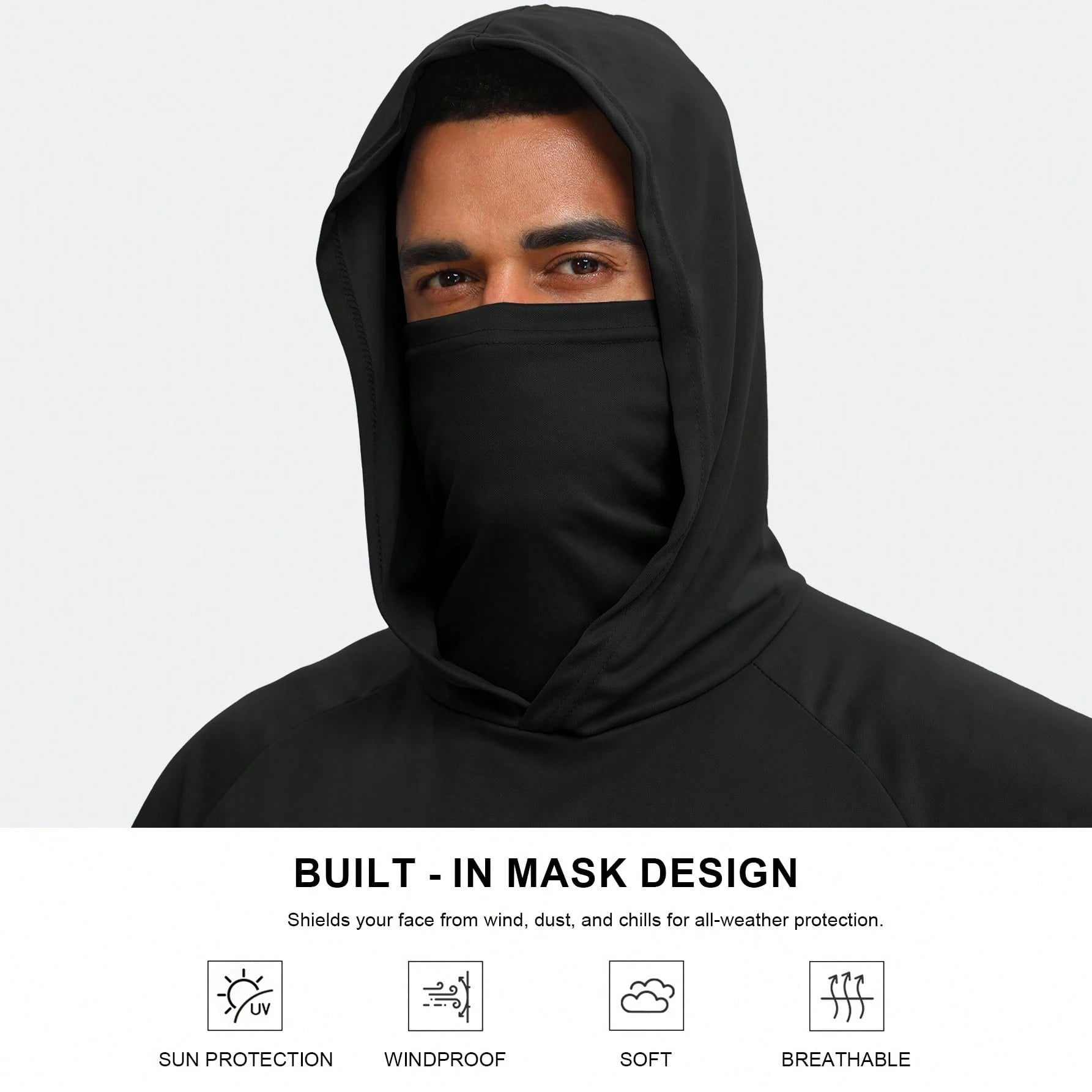 6 Packs Men's Quick Drying Athletic Hoodies With Mask Solid Color Sun Protection Fishing Shirts Hoodie Workwear For Outdoor Activities It's A Gift