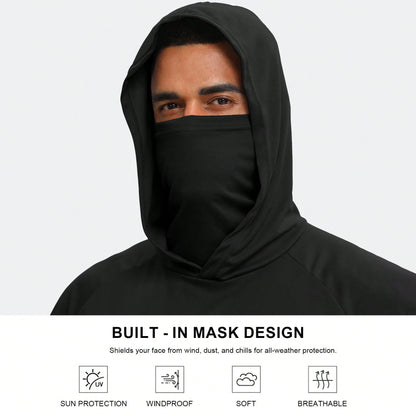 6 Packs Men's Quick Drying Athletic Hoodies With Mask Solid Color Sun Protection Fishing Shirts Hoodie Workwear For Outdoor Activities It's A Gift