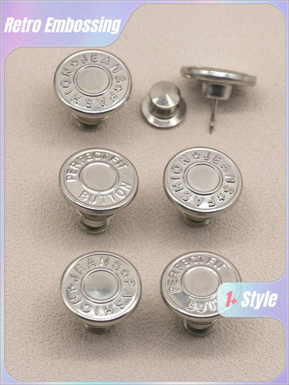 6 Pcs Jeans Buttons Replacement 17mm No Sewing Metal Button Repair Kit Nailless Removable Jean Buttons Replacement Combo Valentines Wedding, Birthday, Buttons, Sewing, Sewing Supplies, Sewing Ac