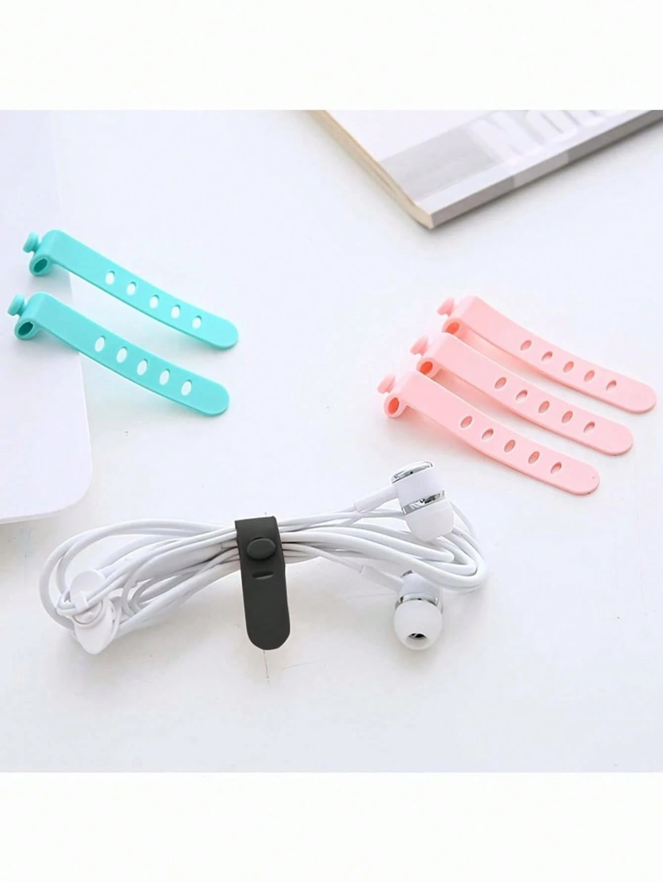 6 PCS/Set 5 Holes Silicone Strap Wire Organizer Anti-Lost Earphone Charging Cable Bundle Strap Storage Buckle Data Cable Winding Cable Cable Organizer