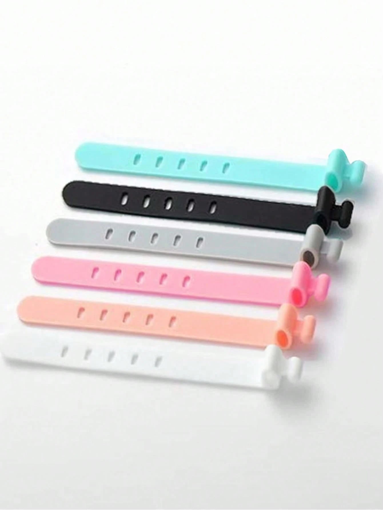 6 PCS/Set 5 Holes Silicone Strap Wire Organizer Anti-Lost Earphone Charging Cable Bundle Strap Storage Buckle Data Cable Winding Cable Cable Organizer