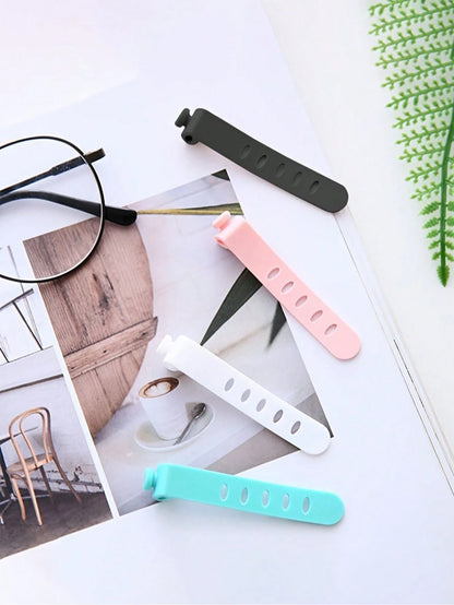 6 PCS/Set 5 Holes Silicone Strap Wire Organizer Anti-Lost Earphone Charging Cable Bundle Strap Storage Buckle Data Cable Winding Cable Cable Organizer