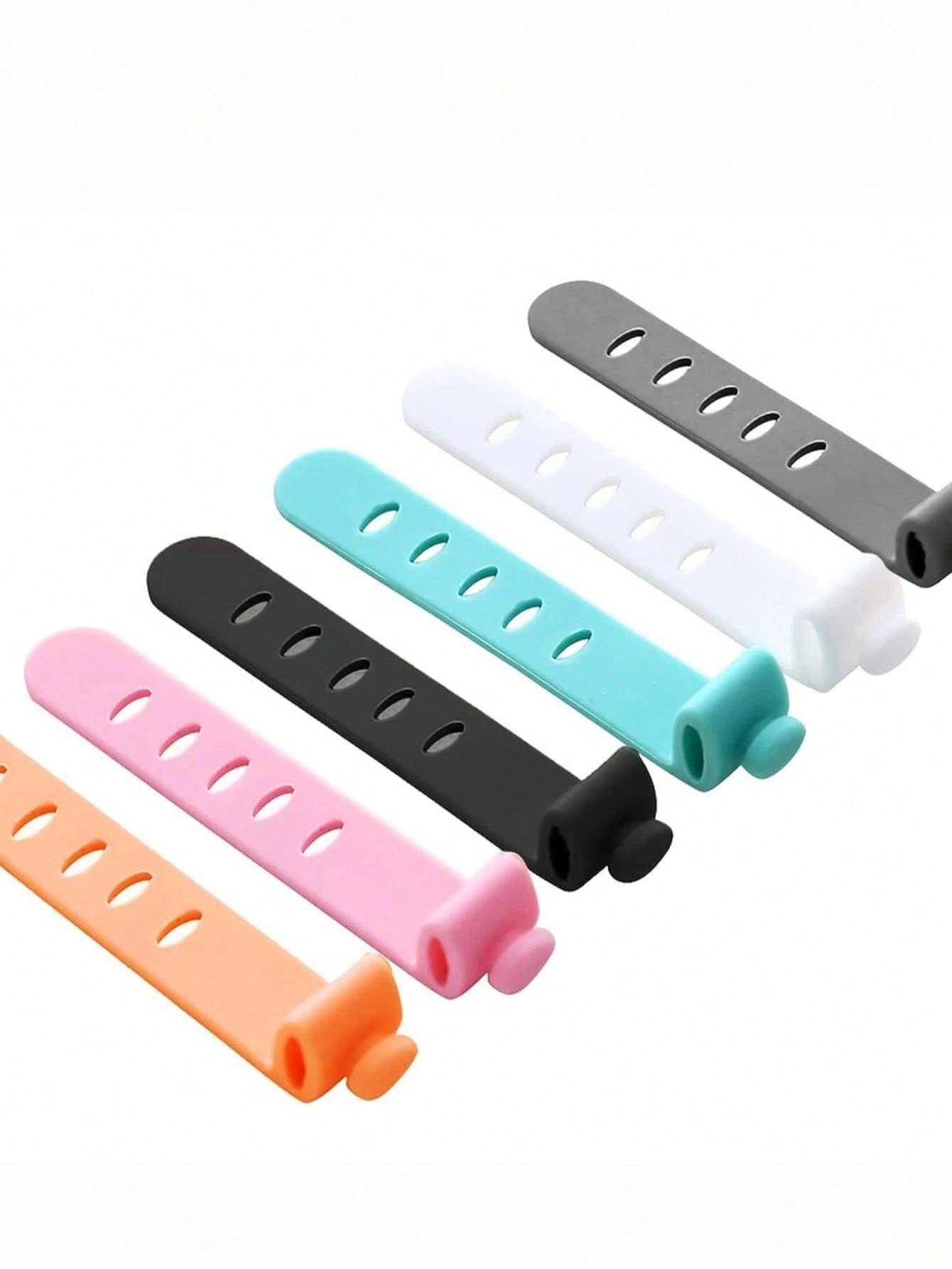 6 PCS/Set 5 Holes Silicone Strap Wire Organizer Anti-Lost Earphone Charging Cable Bundle Strap Storage Buckle Data Cable Winding Cable Cable Organizer