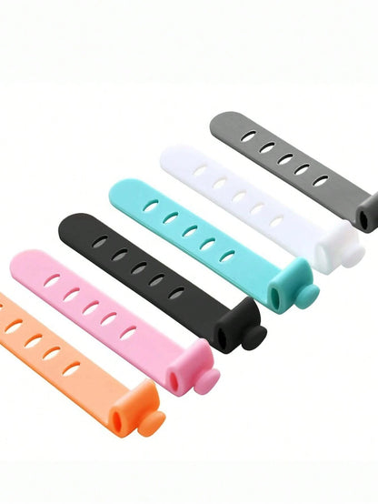 6 PCS/Set 5 Holes Silicone Strap Wire Organizer Anti-Lost Earphone Charging Cable Bundle Strap Storage Buckle Data Cable Winding Cable Cable Organizer