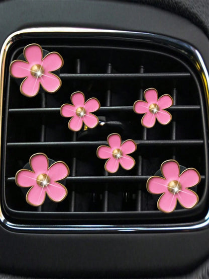 6-Piece Alloy Daisy Car Air Vent Aromatherapy Decorative Clip Car Air Conditioning Decorative Supplies