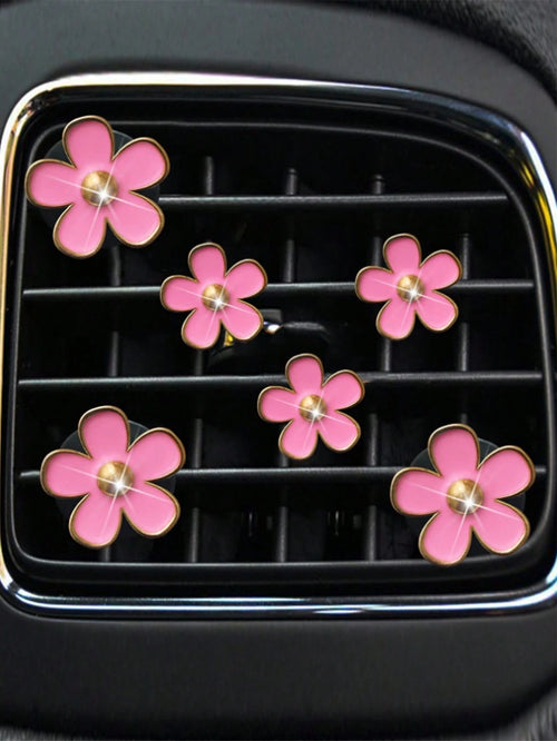 6-Piece Alloy Daisy Car Air Vent Aromatherapy Decorative Clip Car Air Conditioning Decorative Supplies