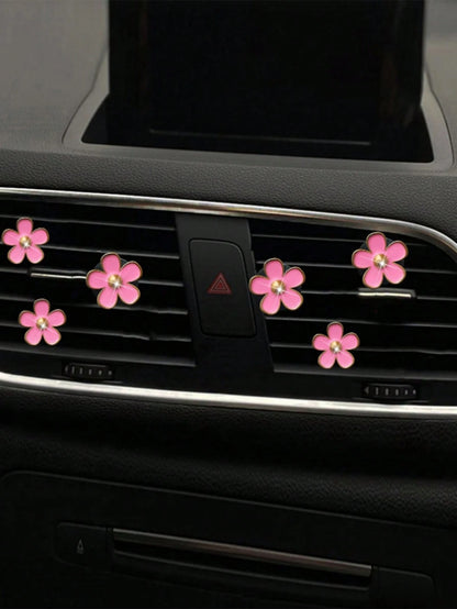 6-Piece Alloy Daisy Car Air Vent Aromatherapy Decorative Clip Car Air Conditioning Decorative Supplies