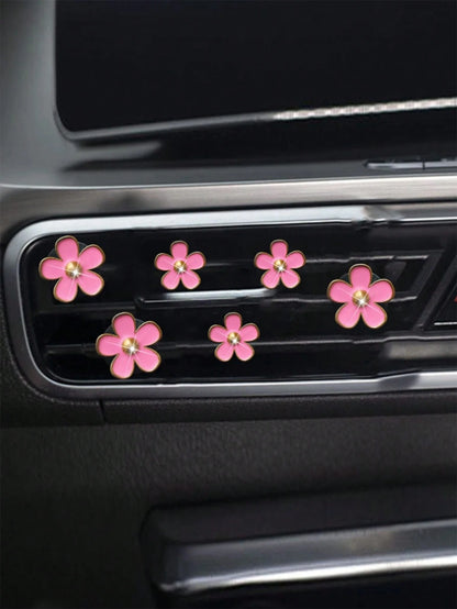 6-Piece Alloy Daisy Car Air Vent Aromatherapy Decorative Clip Car Air Conditioning Decorative Supplies