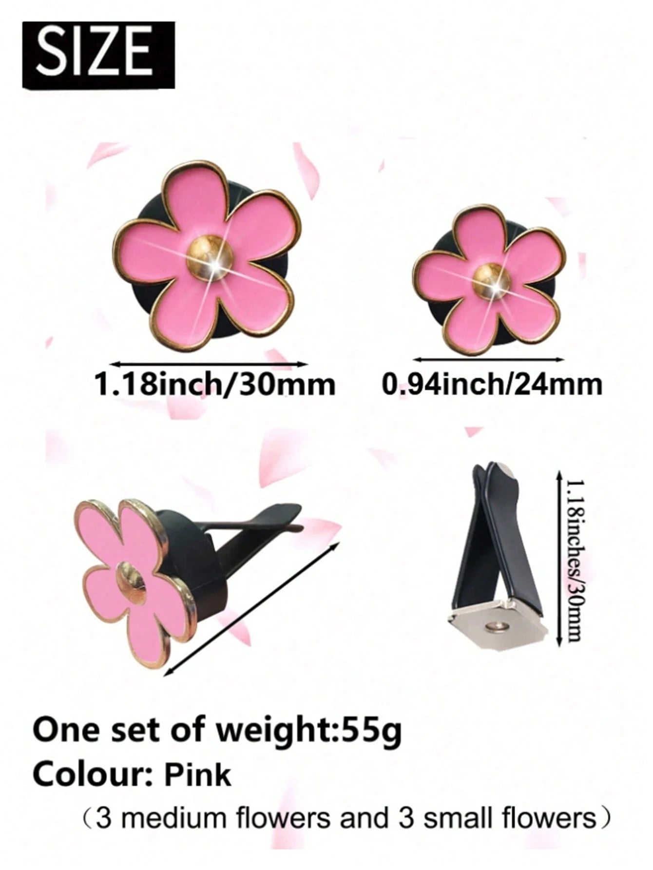 6-Piece Alloy Daisy Car Air Vent Aromatherapy Decorative Clip Car Air Conditioning Decorative Supplies