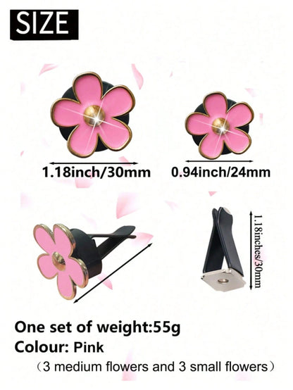 6-Piece Alloy Daisy Car Air Vent Aromatherapy Decorative Clip Car Air Conditioning Decorative Supplies