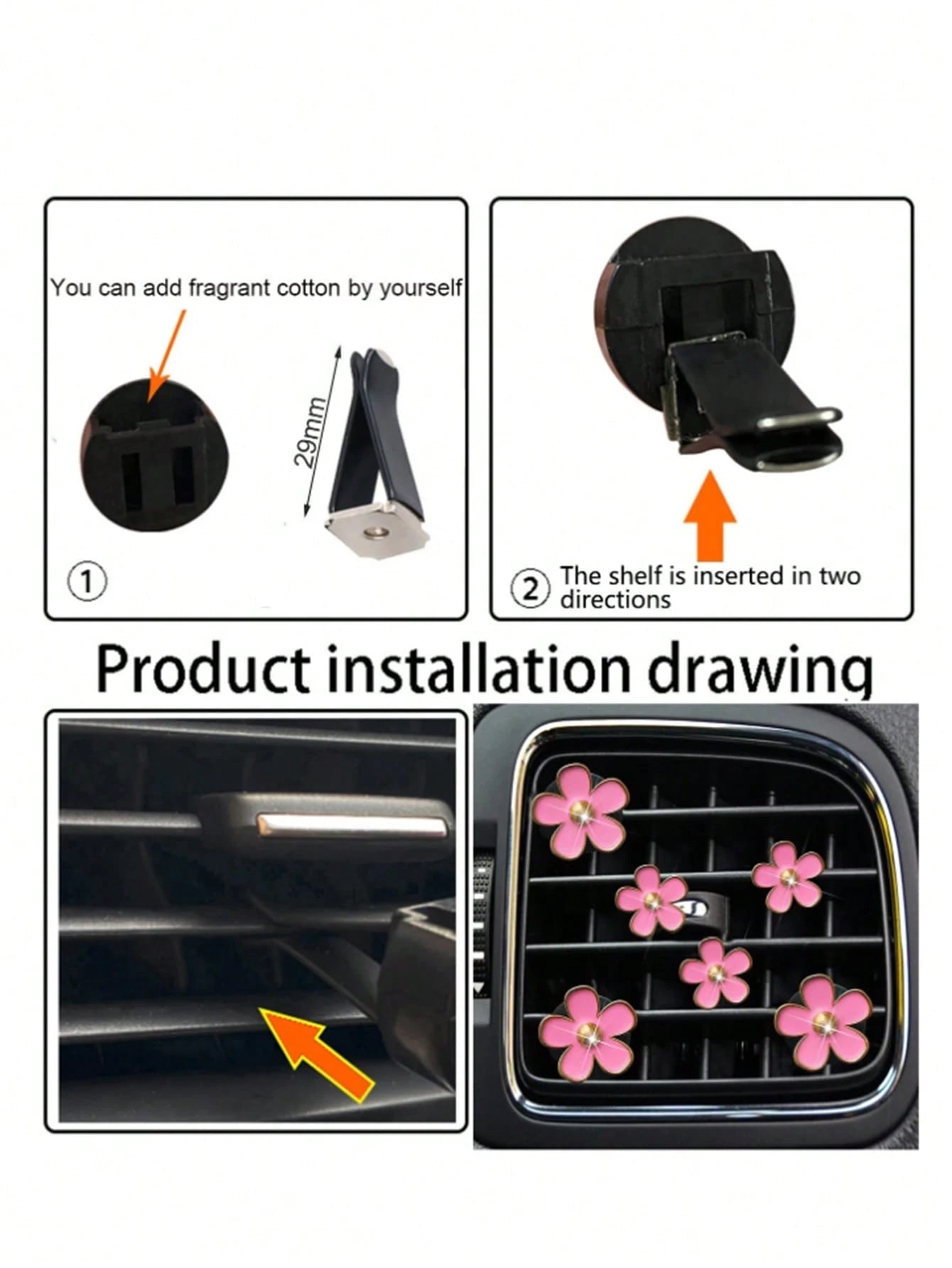 6-Piece Alloy Daisy Car Air Vent Aromatherapy Decorative Clip Car Air Conditioning Decorative Supplies