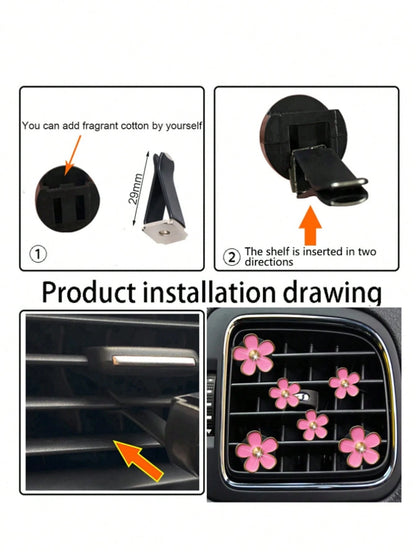 6-Piece Alloy Daisy Car Air Vent Aromatherapy Decorative Clip Car Air Conditioning Decorative Supplies