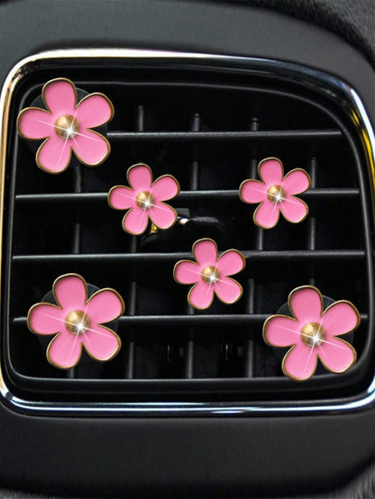 6-Piece Alloy Daisy Car Air Vent Aromatherapy Decorative Clip Car Air Conditioning Decorative Supplies
