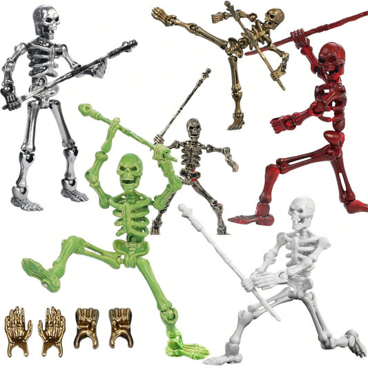 6-Piece T13 Skeleton Doll Set, Halloween Skeleton 3D Printed Multi-Joint Movable Skeleton Toy, Featuring Multi-Joint Movable Skeleton That Can Be Posed In Various Poses And Movements. Ideal As A Hallo