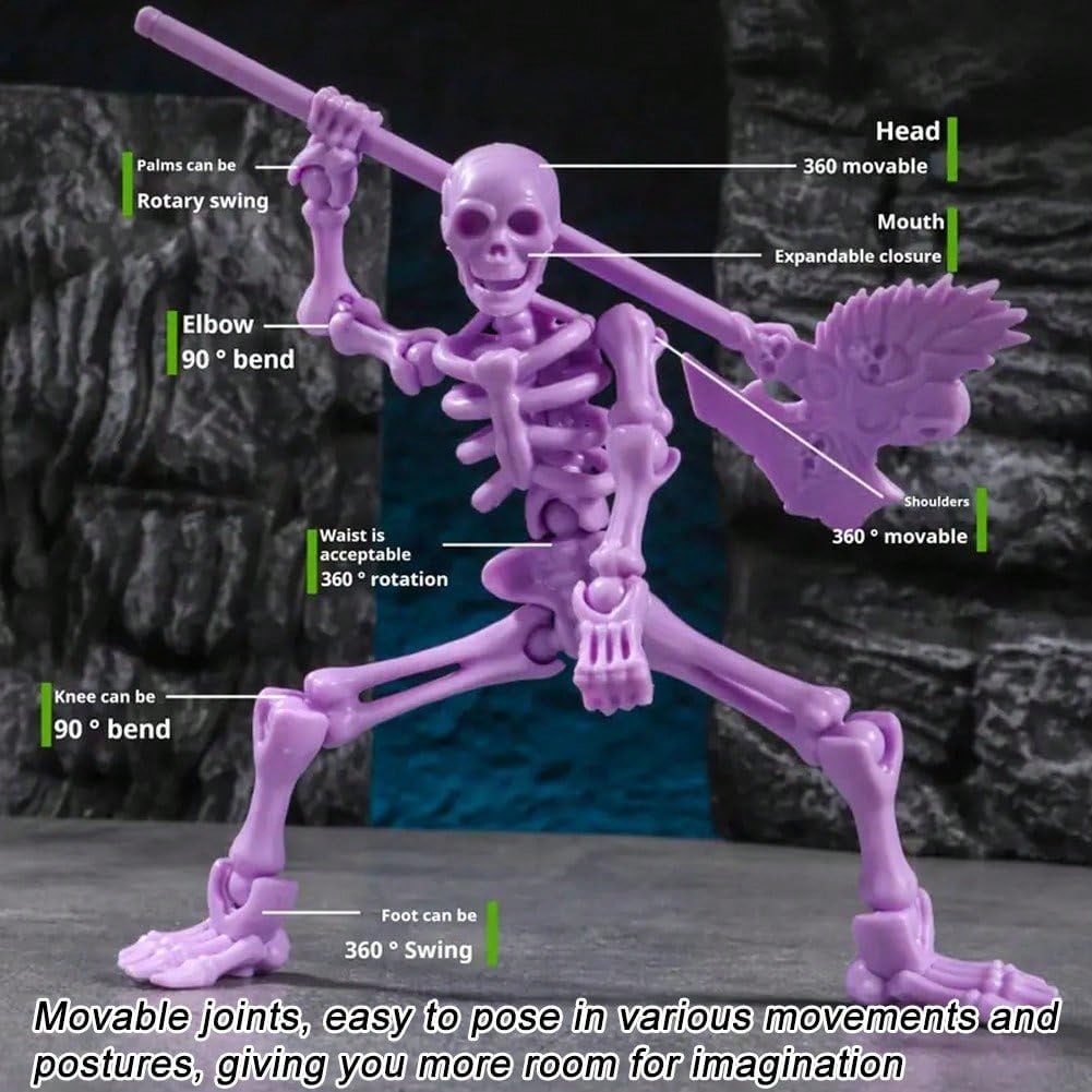6-Piece T13 Skeleton Doll Set, Halloween Skeleton 3D Printed Multi-Joint Movable Skeleton Toy, Featuring Multi-Joint Movable Skeleton That Can Be Posed In Various Poses And Movements. Ideal As A Hallo