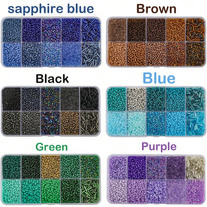 6 Styles 2 Mm Glass Seed & Bugle Beads Kit, Multi-Size Mini Round Beads & Tube Spacer Beads With Storage Box, DIY Bracelet Necklace Earring Jewelry Making Supplies