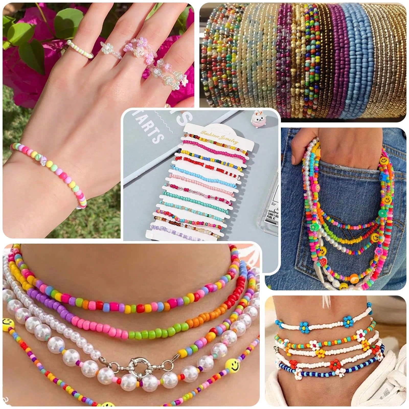 6 Styles 2 Mm Glass Seed & Bugle Beads Kit, Multi-Size Mini Round Beads & Tube Spacer Beads With Storage Box, DIY Bracelet Necklace Earring Jewelry Making Supplies