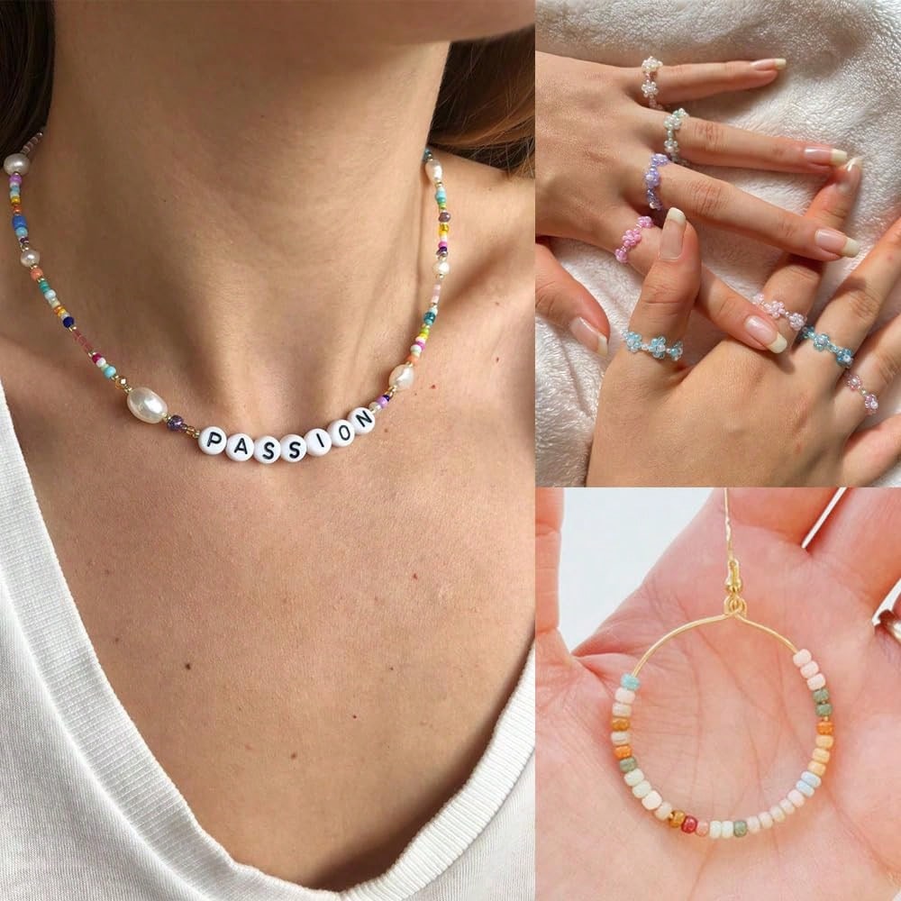 6 Styles 2 Mm Glass Seed & Bugle Beads Kit, Multi-Size Mini Round Beads & Tube Spacer Beads With Storage Box, DIY Bracelet Necklace Earring Jewelry Making Supplies