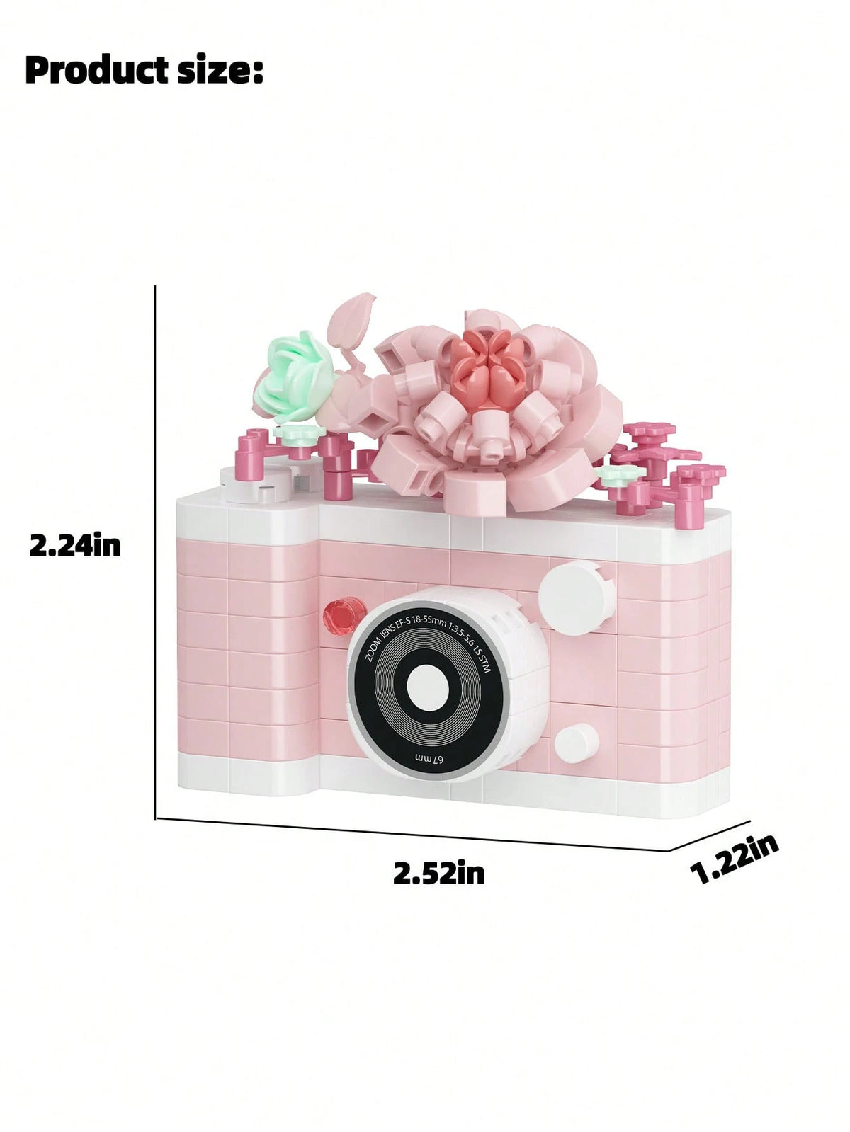 6 Styles ABS Camera Building Block Model, 0-5 Inch DIY Assemble Toy With Flower Pattern, Desktop Decor, Birthday Christmas Holiday Gift