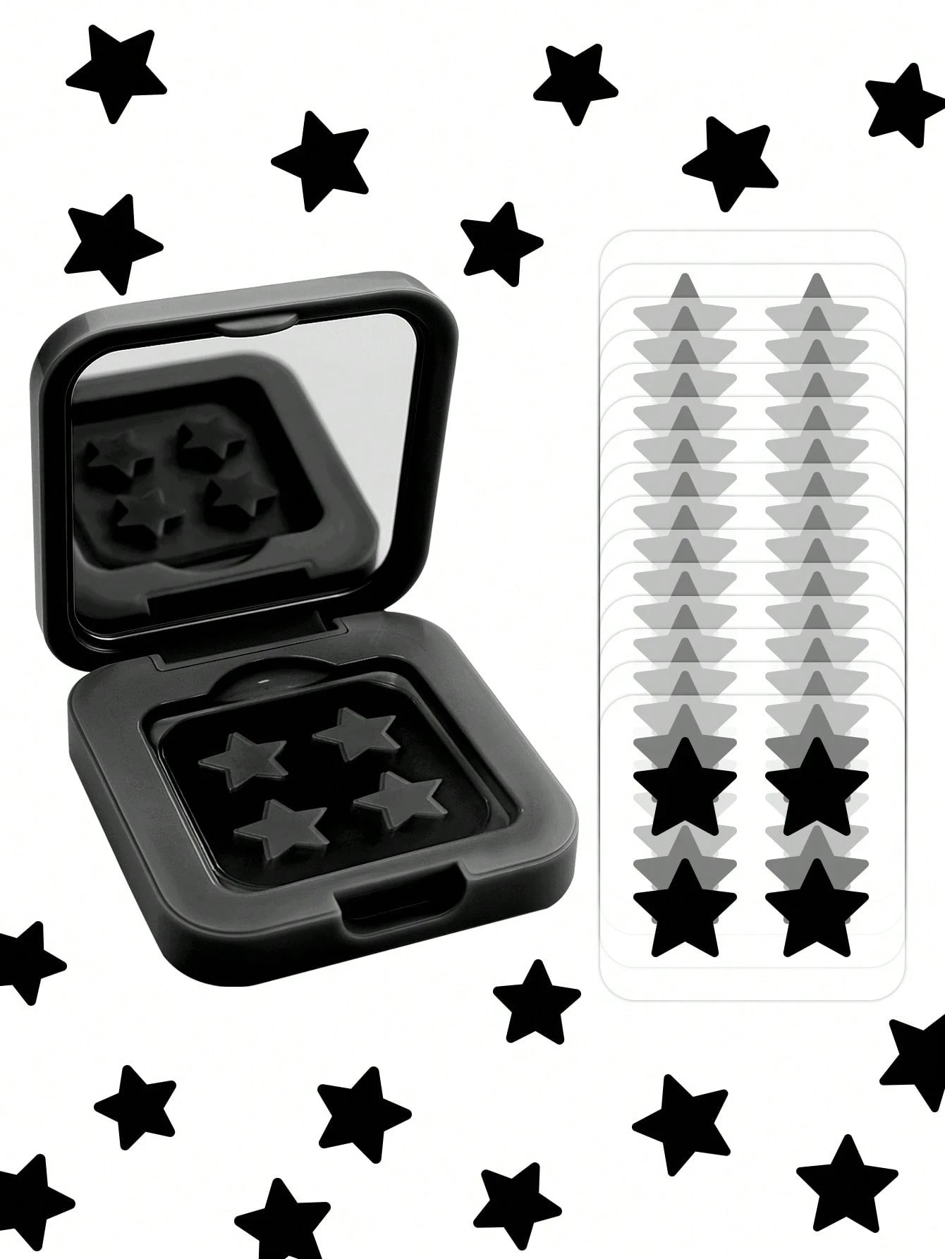 60pcs Cute Star Face Stickers- Face Stickers, Photo Props, Beloved By Young Women. Suitable For Party Decorations, Can Be Used As Face Stickers, Comes With Makeup Mirror, Ideal For Valentine's Day Gi