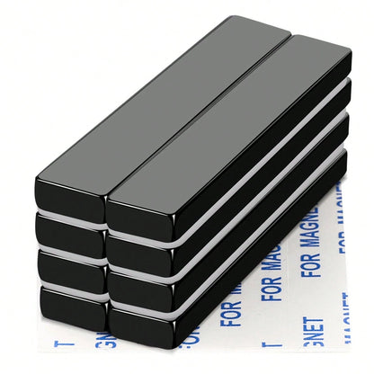 60x10x3mm Neodymium Strong Magnet Bars, 60X10X5mm Black Magnetic Strips Heavy Duty Rare Earth With Double-Sided Adhesive, Powerful Metal Rectangular Magnets For Door, Fridge, Office, Kitchen