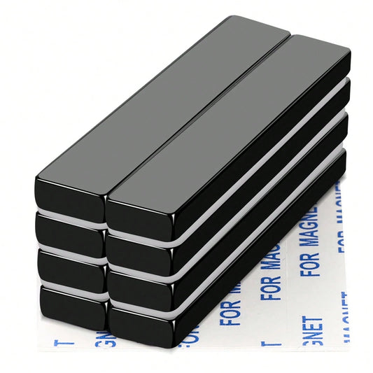 60x10x3mm Neodymium Strong Magnet Bars, 60X10X5mm Black Magnetic Strips Heavy Duty Rare Earth With Double-Sided Adhesive, Powerful Metal Rectangular Magnets For Door, Fridge, Office, Kitchen