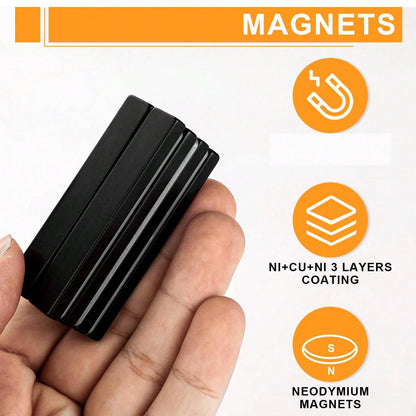 60x10x3mm Neodymium Strong Magnet Bars, 60X10X5mm Black Magnetic Strips Heavy Duty Rare Earth With Double-Sided Adhesive, Powerful Metal Rectangular Magnets For Door, Fridge, Office, Kitchen